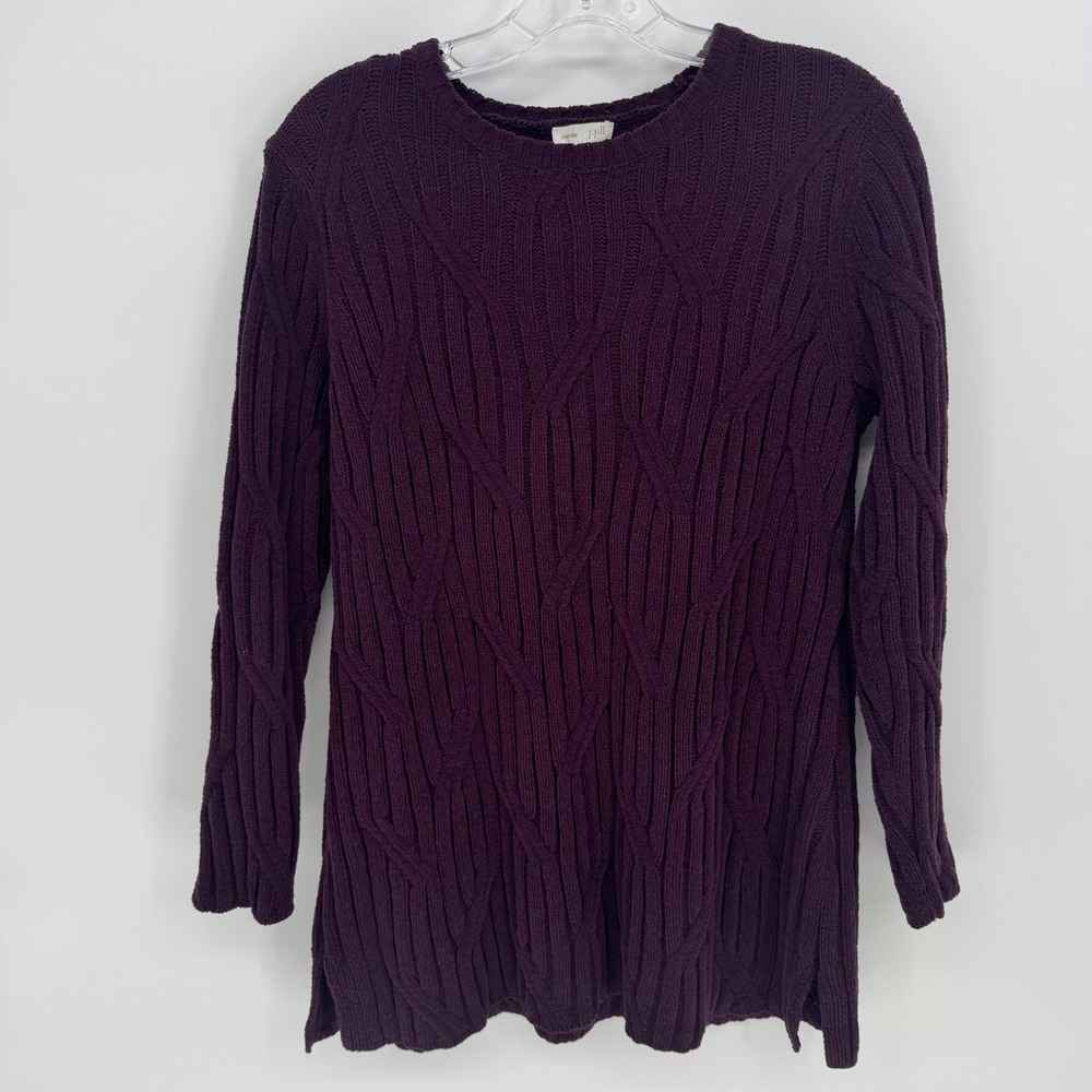 J Jill Chenille Cable‎ Knit Sweater Tunic Purple Long Sleeve Women's Size S